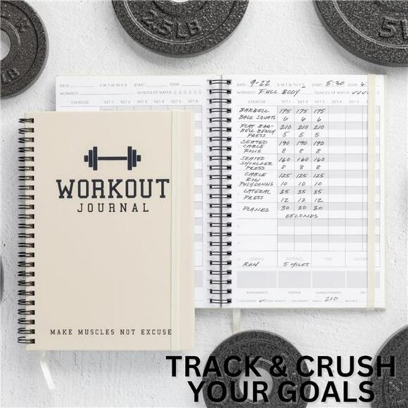 Fitness Journal Workout Log Book Planner Men Women Gym Tracker Exercise Goals - Picture 4 of 8